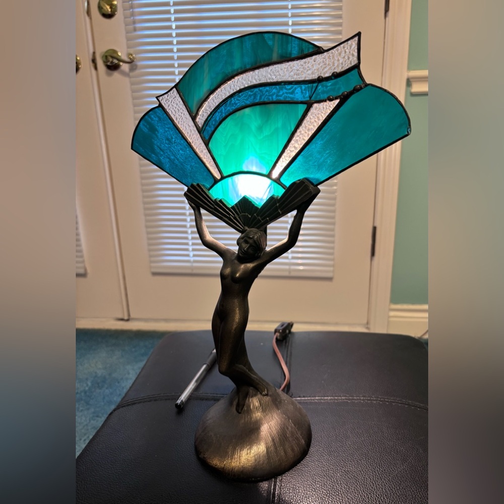 Vintage Art Deco Stained Glass Lamp “Winged Victory”